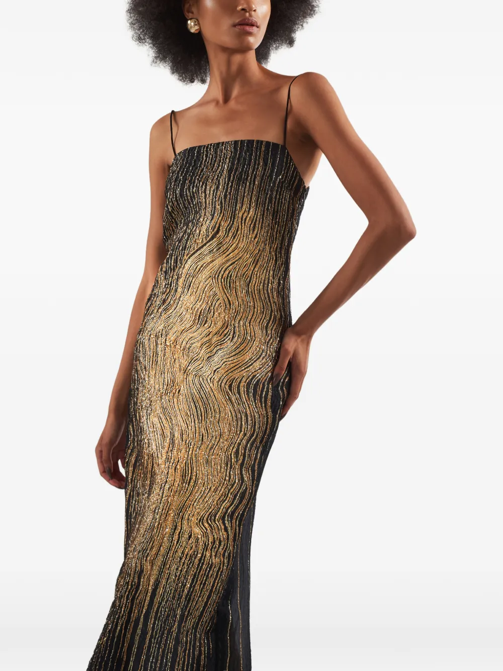 Taller Marmo Showgirl midi-jurk met spaghettibandjes Zwart