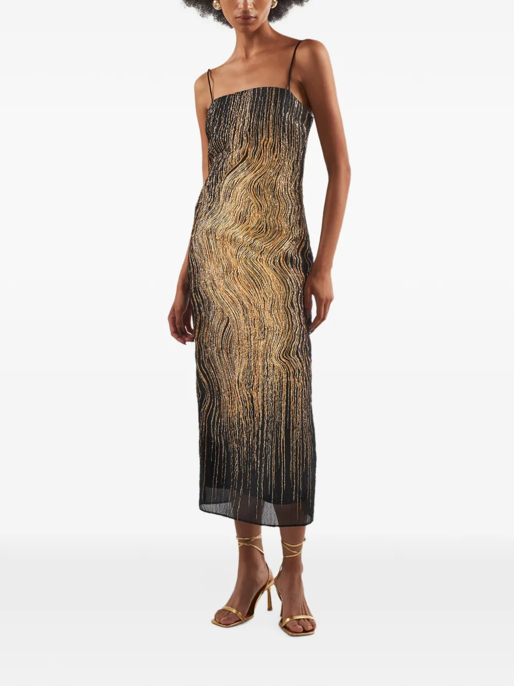Taller Marmo Showgirl midi-jurk met spaghettibandjes Zwart