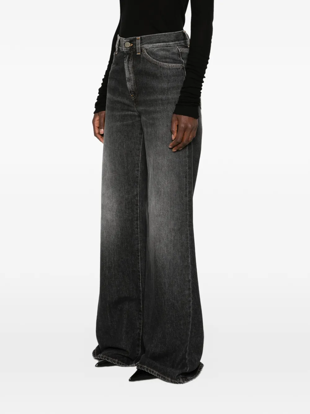 DONDUP Amber jeans met wijde pijpen en vervaagd effect Grijs