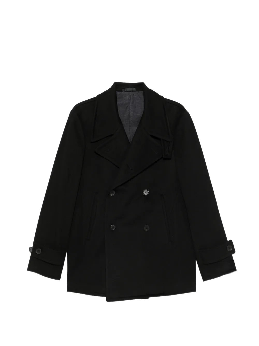 Caruso double-breasted pea coat - Black