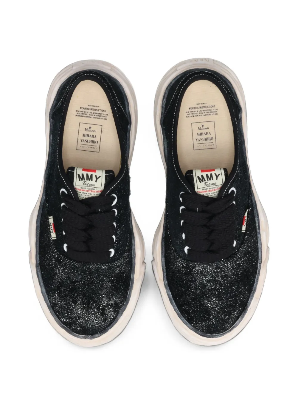 Maison MIHARA YASUHIRO Baker 26 OG sole glittery suede low-top sneakers Zwart