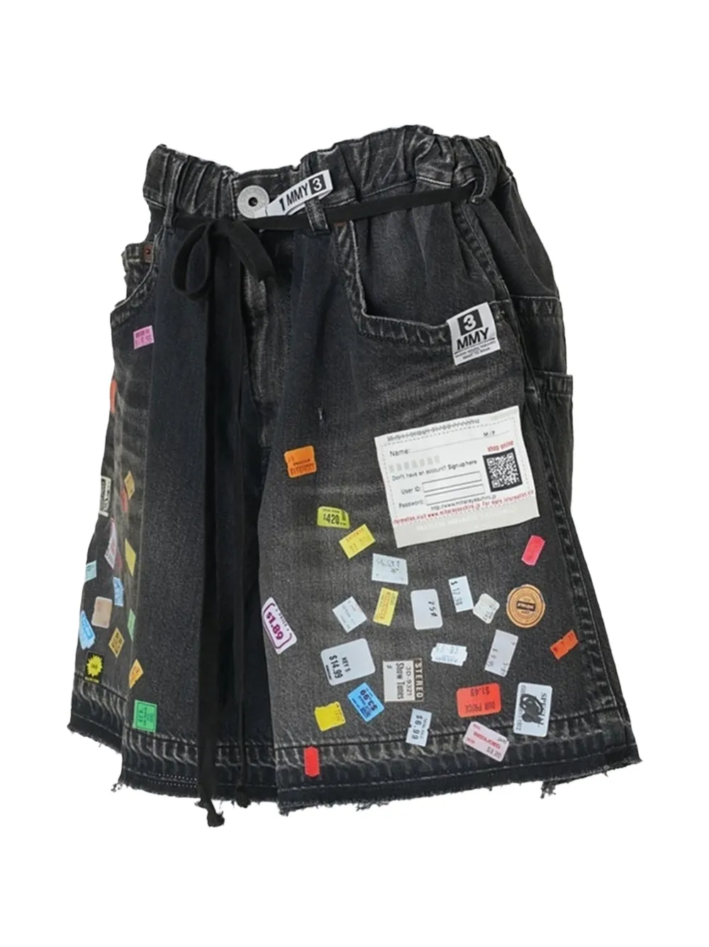 Maison MIHARA YASUHIRO Denim shorts met print Zwart