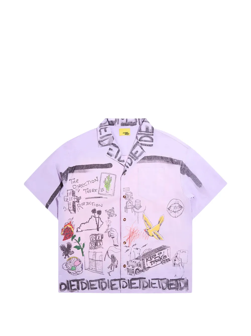 Diet Starts Monday doodle-print button-up shirt