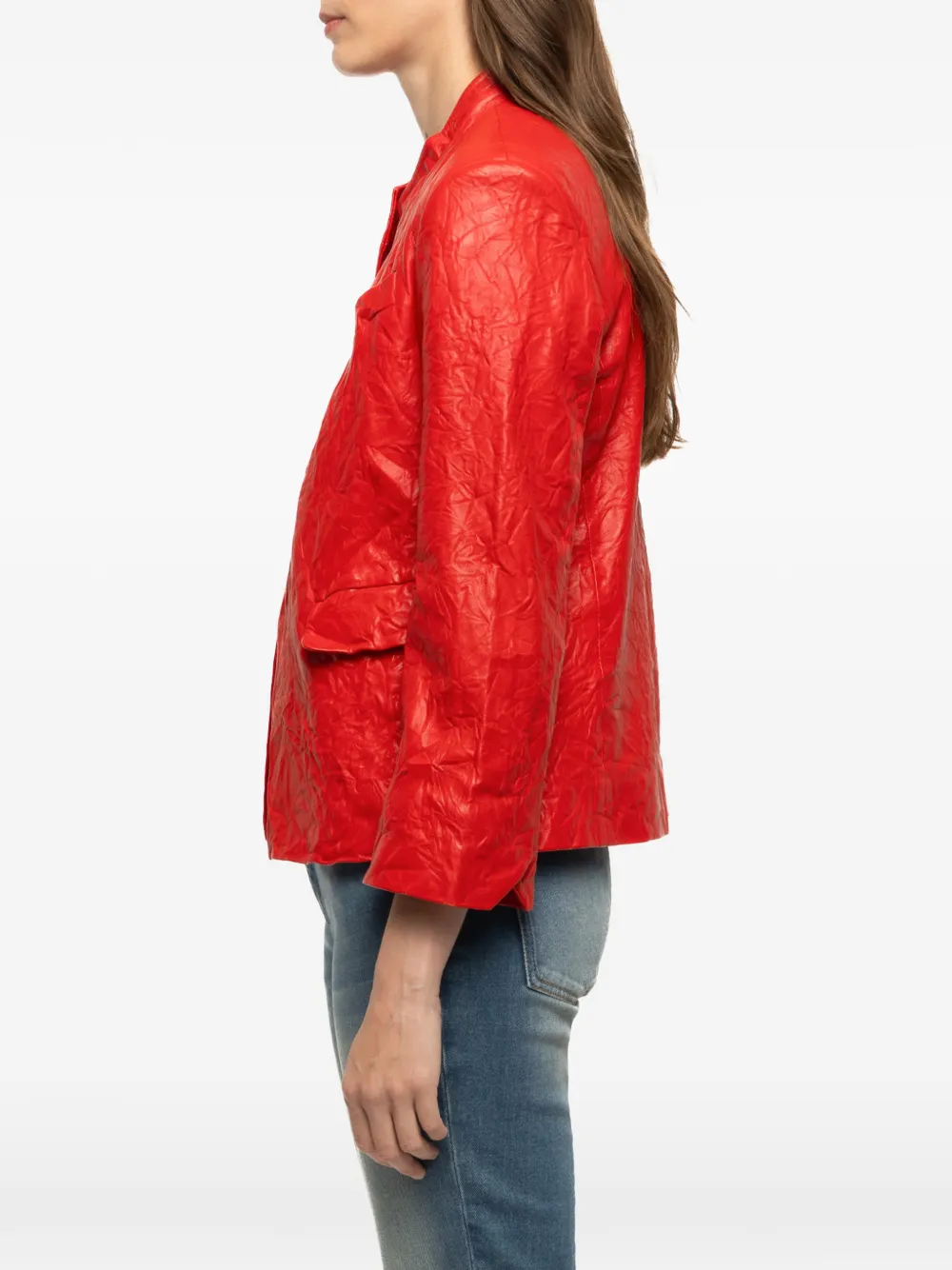 Zadig&Voltaire Veryn blazer van gekreukt leer Rood