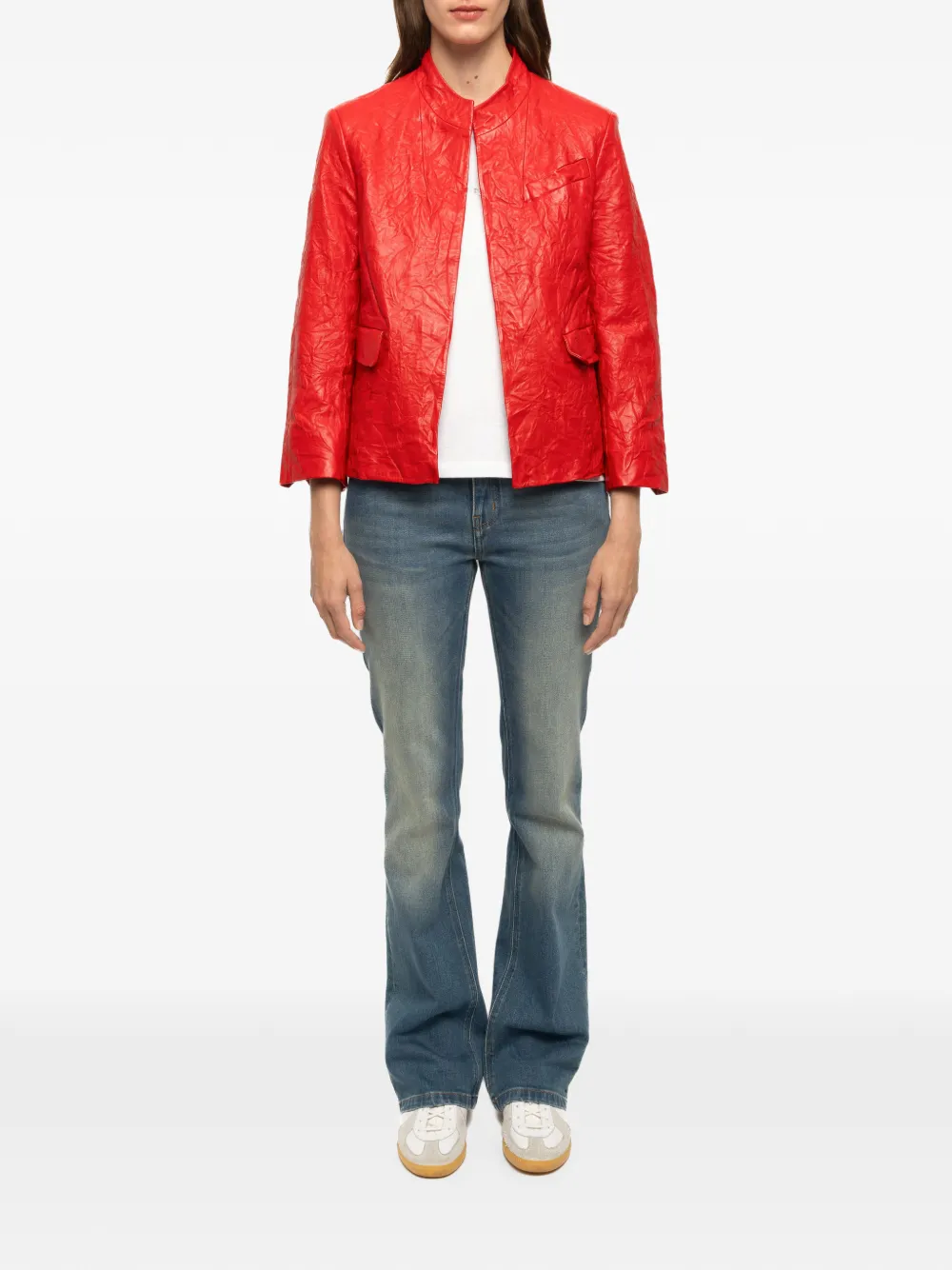 Zadig&Voltaire Veryn blazer van gekreukt leer Rood