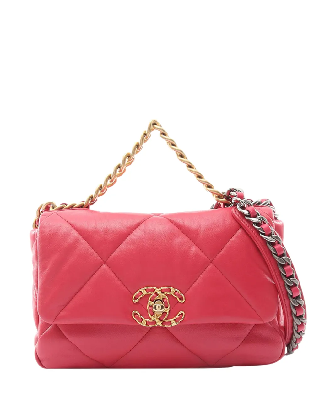 CHANEL Pre-Owned 2019 Medium Lambskin 19 Flap satchel - Rosa