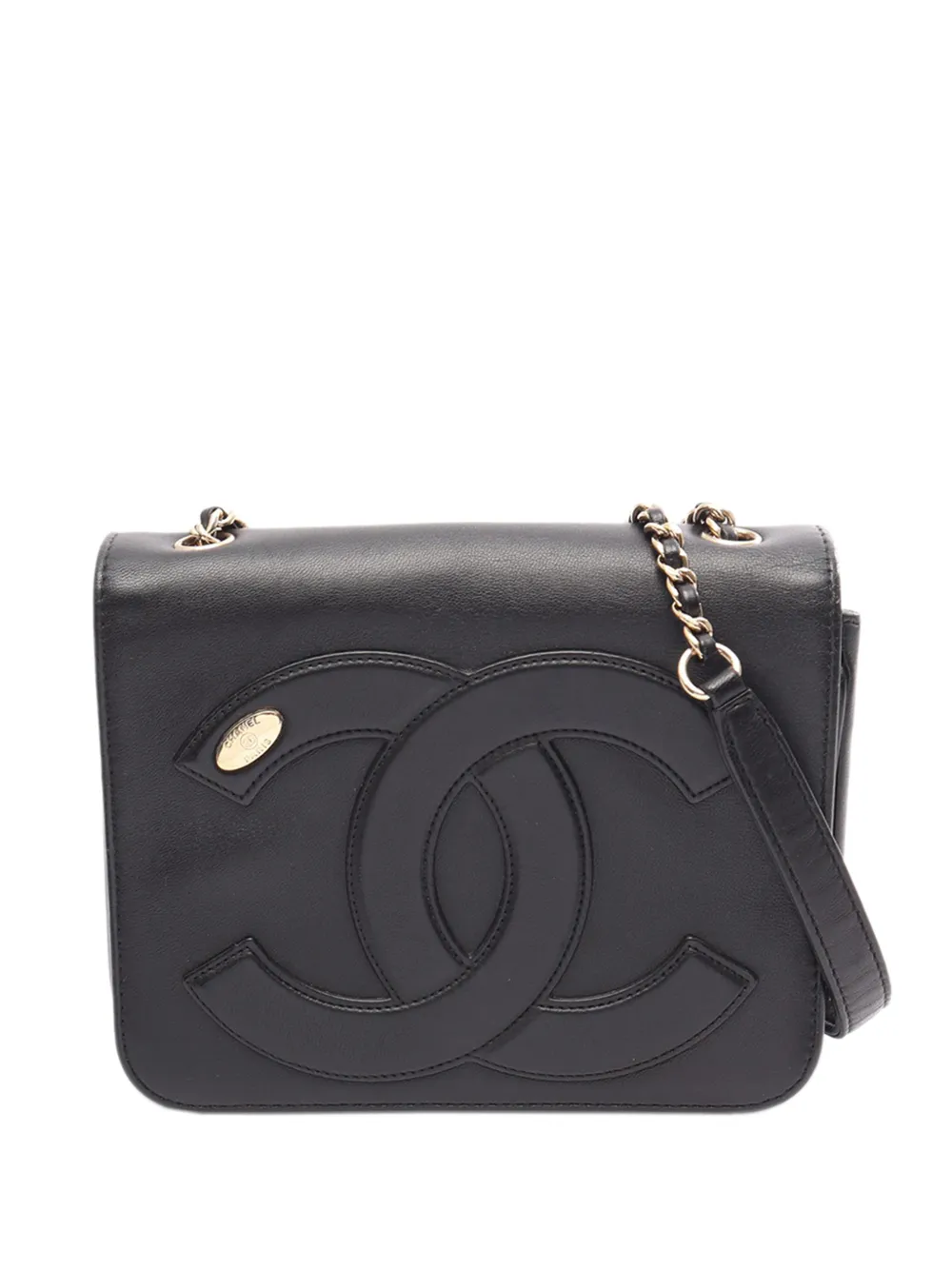 CHANEL Pre-Owned Borsa a tracolla CC Mania in pelle di agnello con battente 2019 - Nero