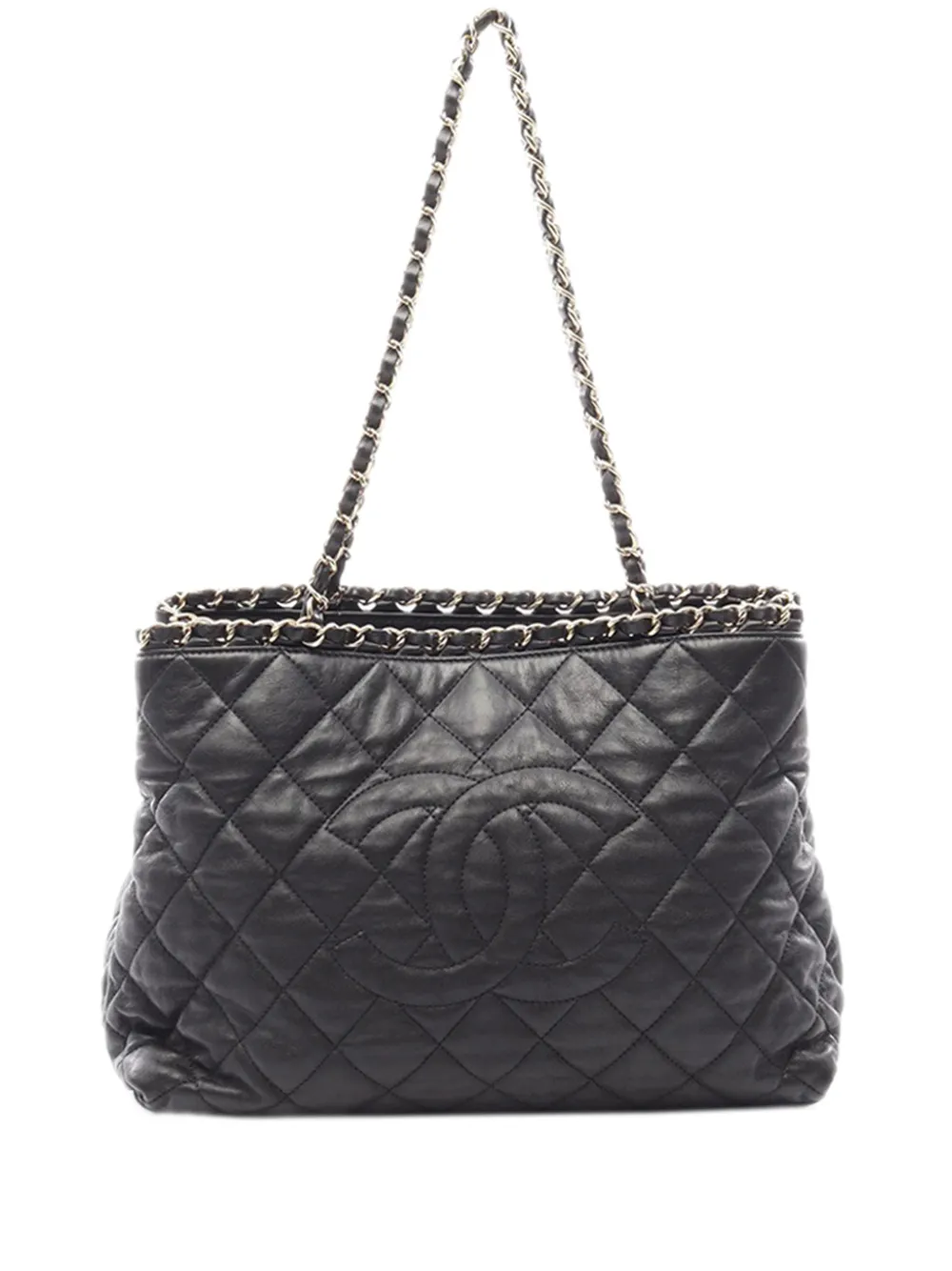 CHANEL Pre-Owned 2012 Quilted Aged Calfskin Chain Me tote bag - Nero