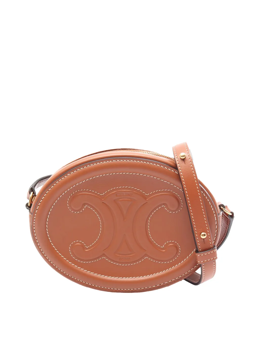 Celine Pre-Owned 2000-2026 Small Calfskin Cuir Triomphe Oval crossbody bag - Marrone
