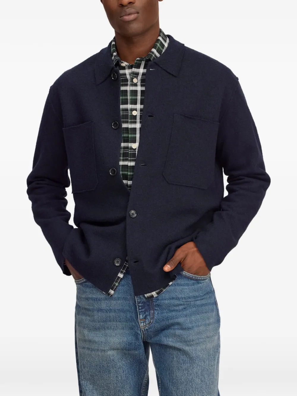 NN07 Jonas chest-pocket cardigan Blauw