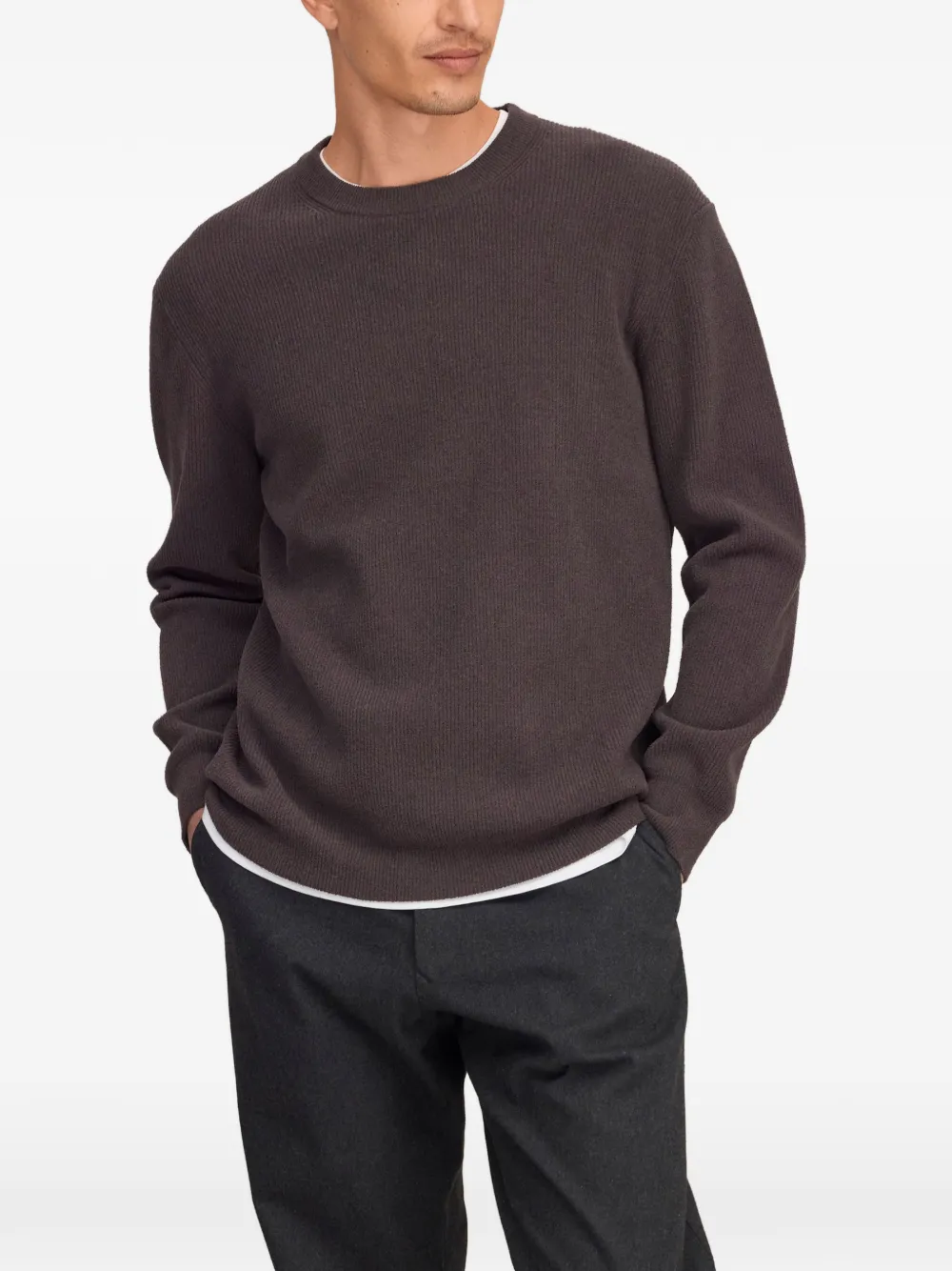 NN07 Danny ribbed-knit crew-neck sweater Bruin