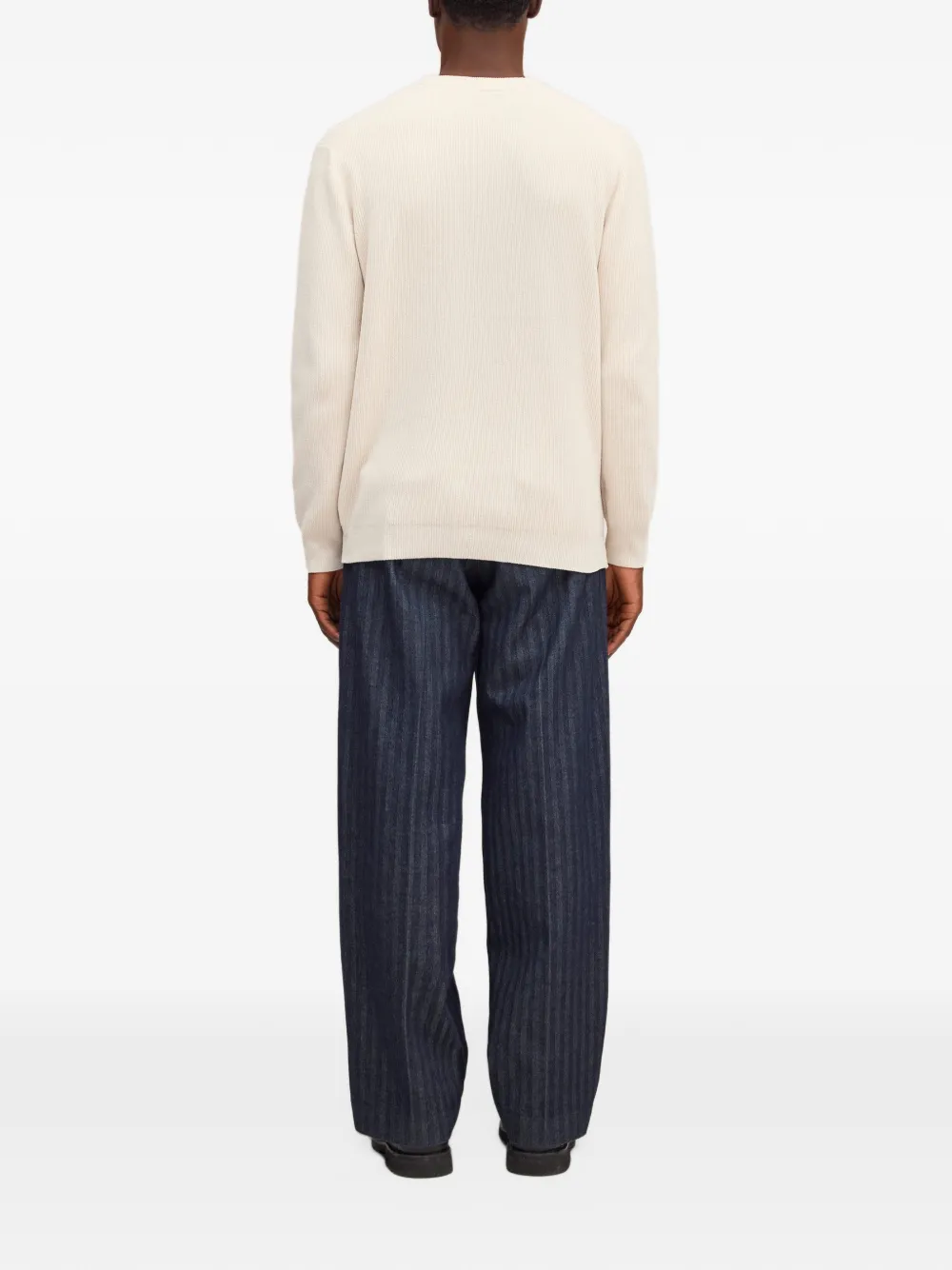 NN07 ribbed-knit crew-neck sweater Beige