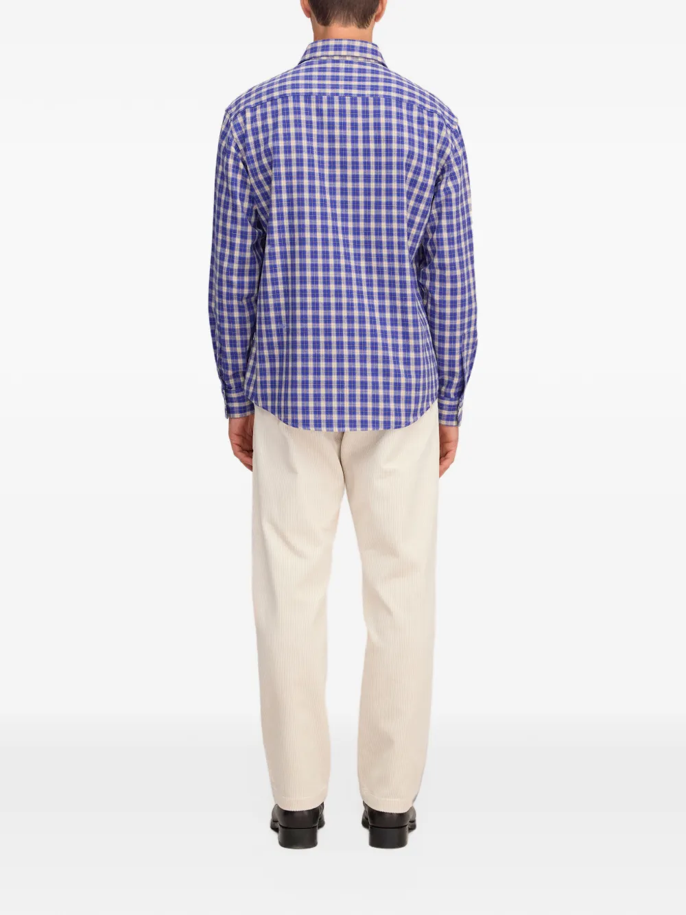 NN07 brushed check-pattern shirt Blauw