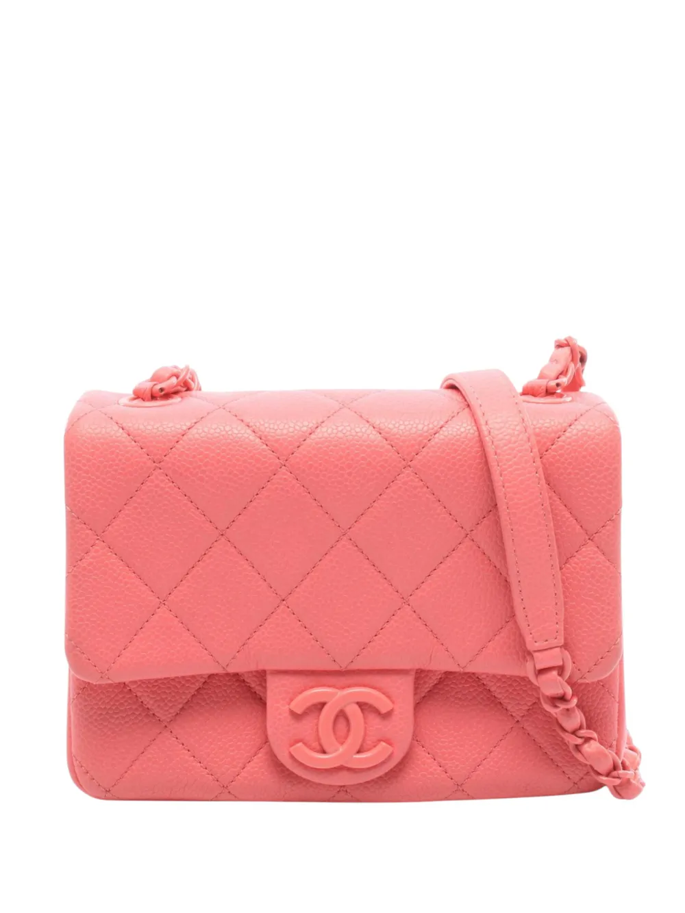 CHANEL Pre-Owned Borsa a tracolla Incognito CC mini in pelle Caviar trapuntata con battente 2019 - Rosa