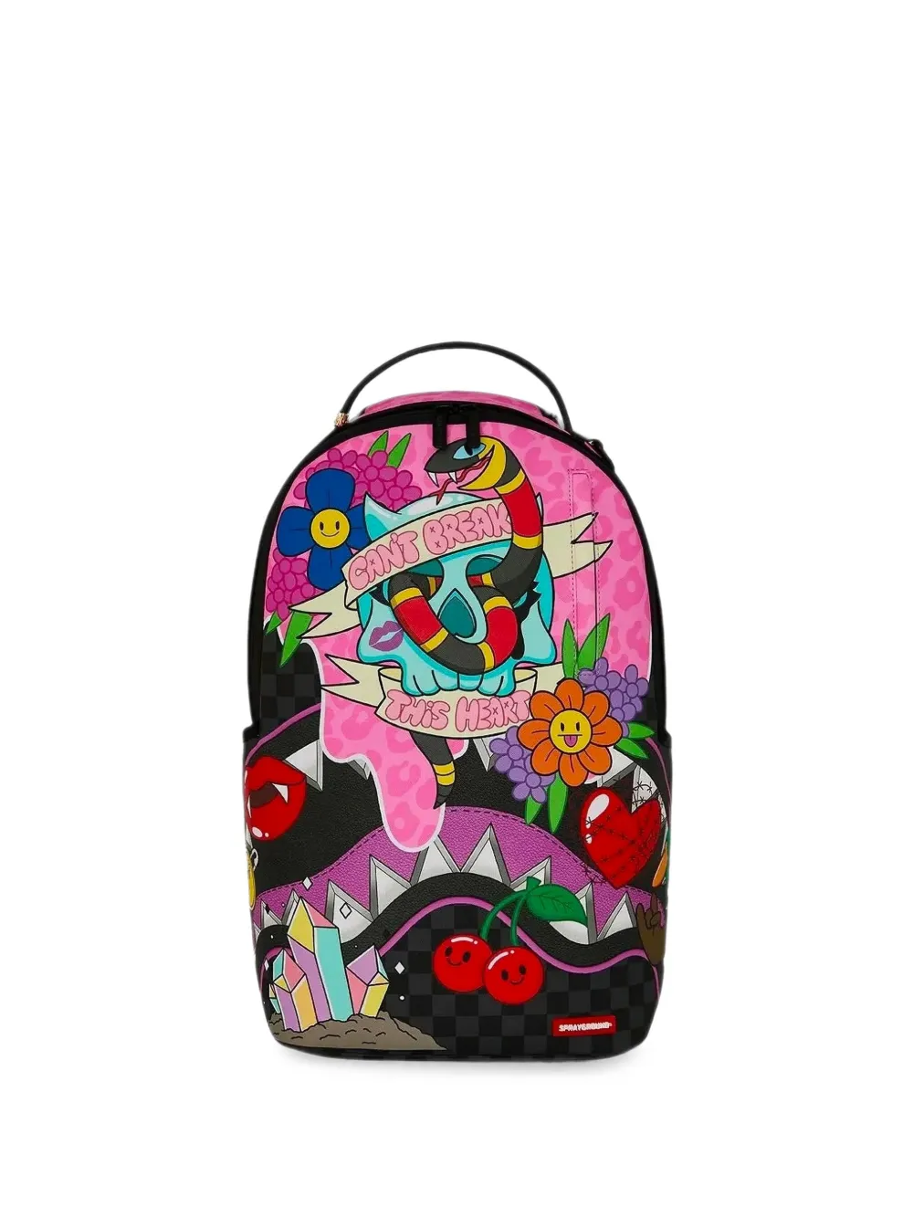 Sprayground Can't Break This Heart Graphic-print Checkered Backpack In Multi