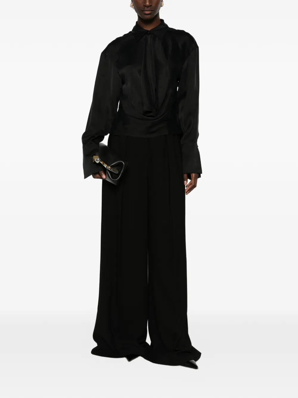THE ANDAMANE Gedrapeerde blouse Zwart