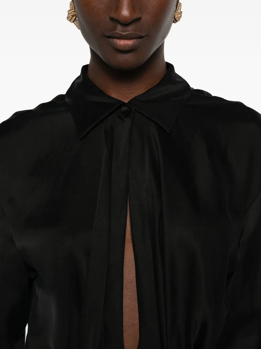 THE ANDAMANE Gedrapeerde blouse Zwart