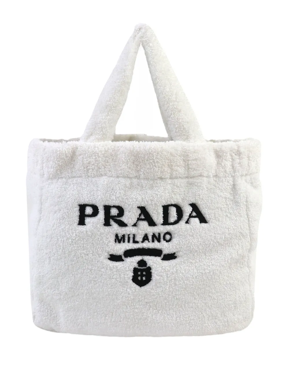 Prada Pre-Owned 2021-2026 Spugna Terry Cloth Logo tote bag - Bianco