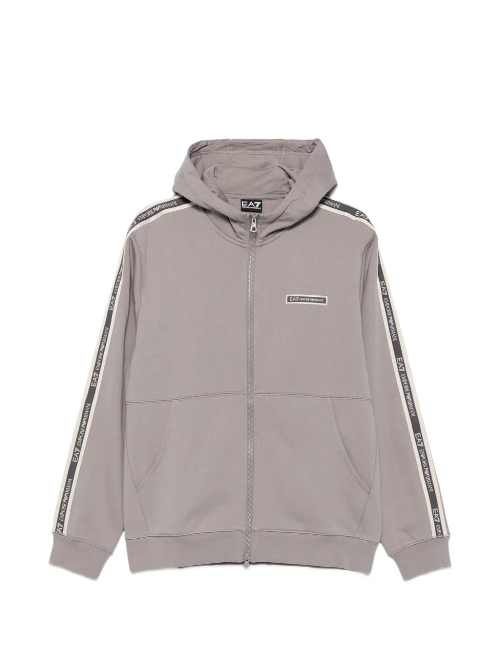 Ea7 Emporio Armani logo-tape zip-up hoodie - Grigio
