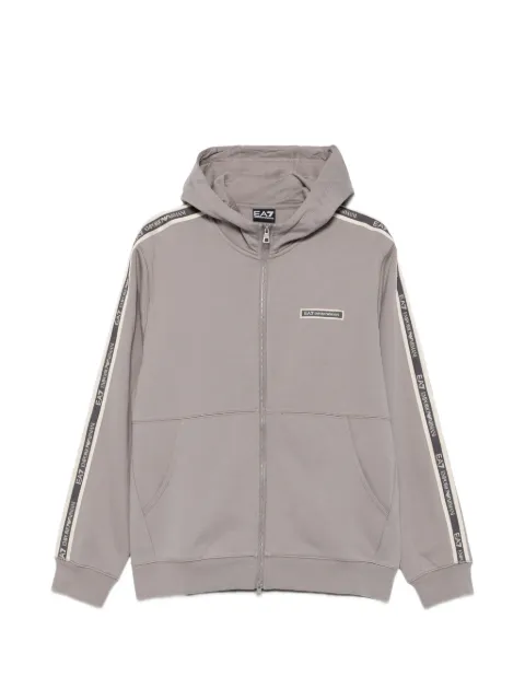 Ea7 Emporio Armani logo-tape zip-up hoodie