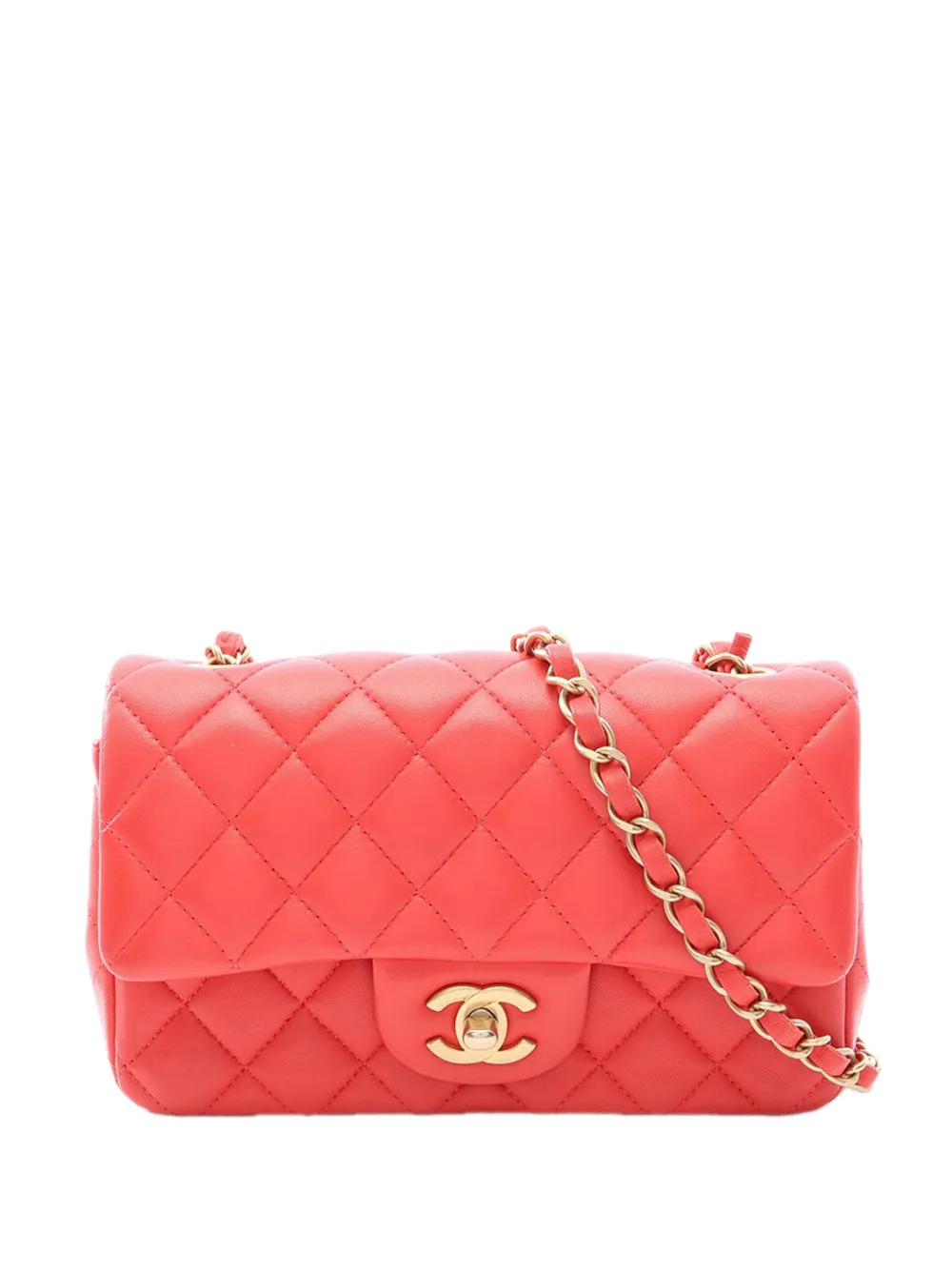 CHANEL Pre-Owned 2019 Mini Rectangular Classic Lambskin Single Flap crossbody bag - Rosso