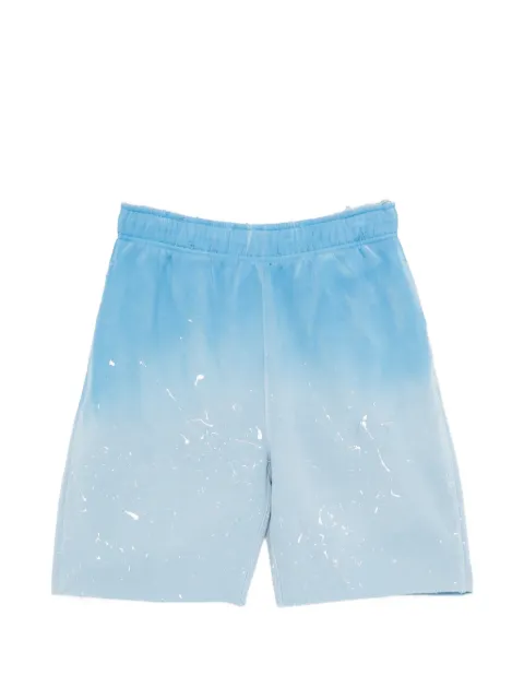 PALE CLOUD ombré paint-splatter shorts