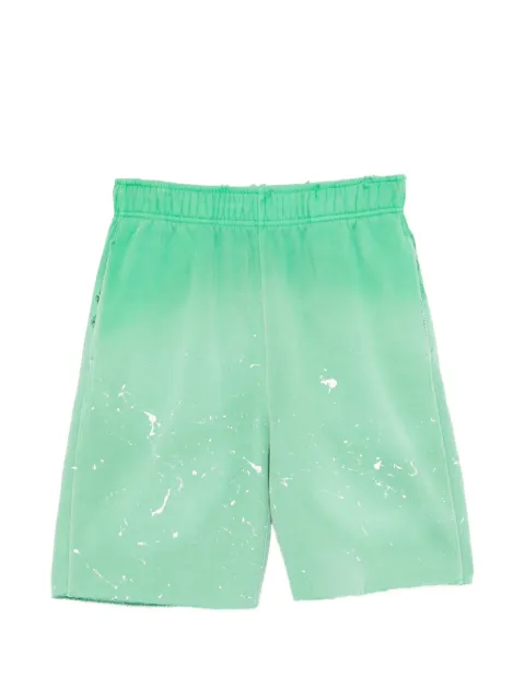 PALE CLOUD paint-splatter distressed shorts
