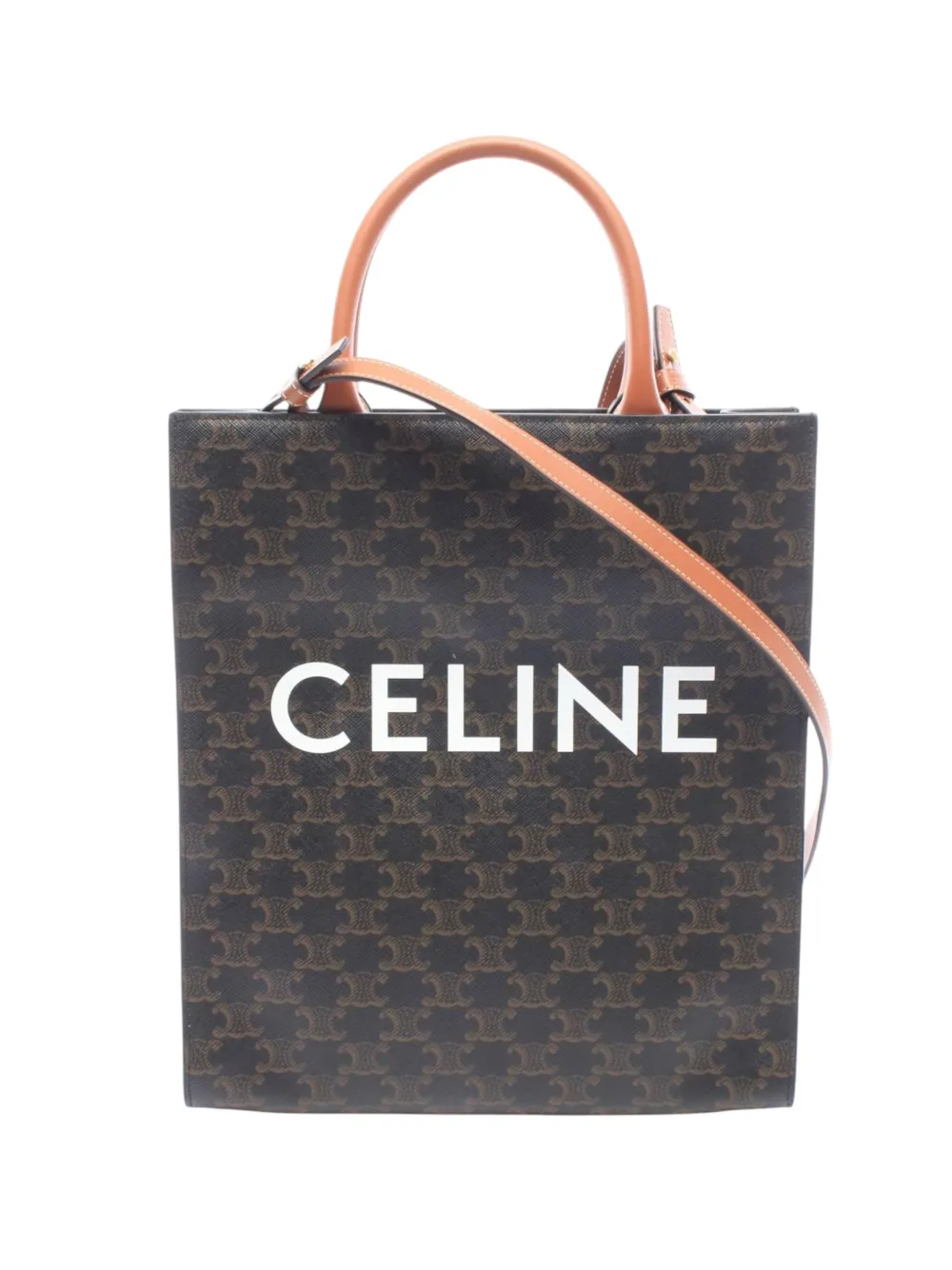 Celine Pre-Owned 2000-2026 Small Triomphe Coated Canvas Vertical Cabas Tote satchel - Marrone