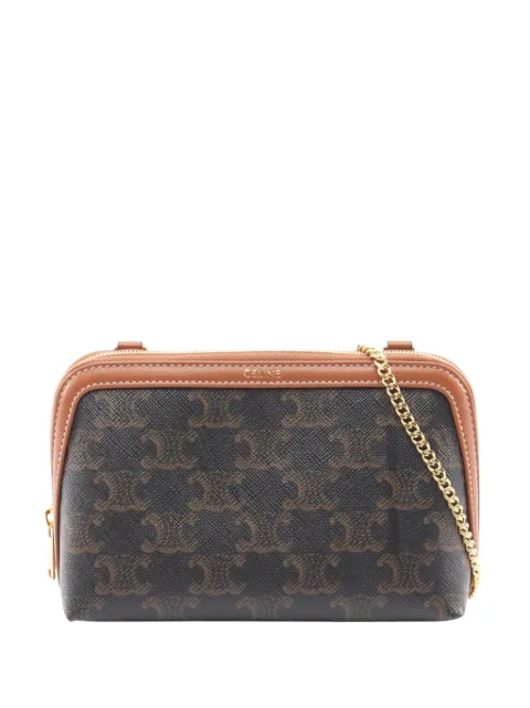 Celine Pre-Owned 2000-2026 Triomphe Coated Canvas Clutch On Chain crossbody bag