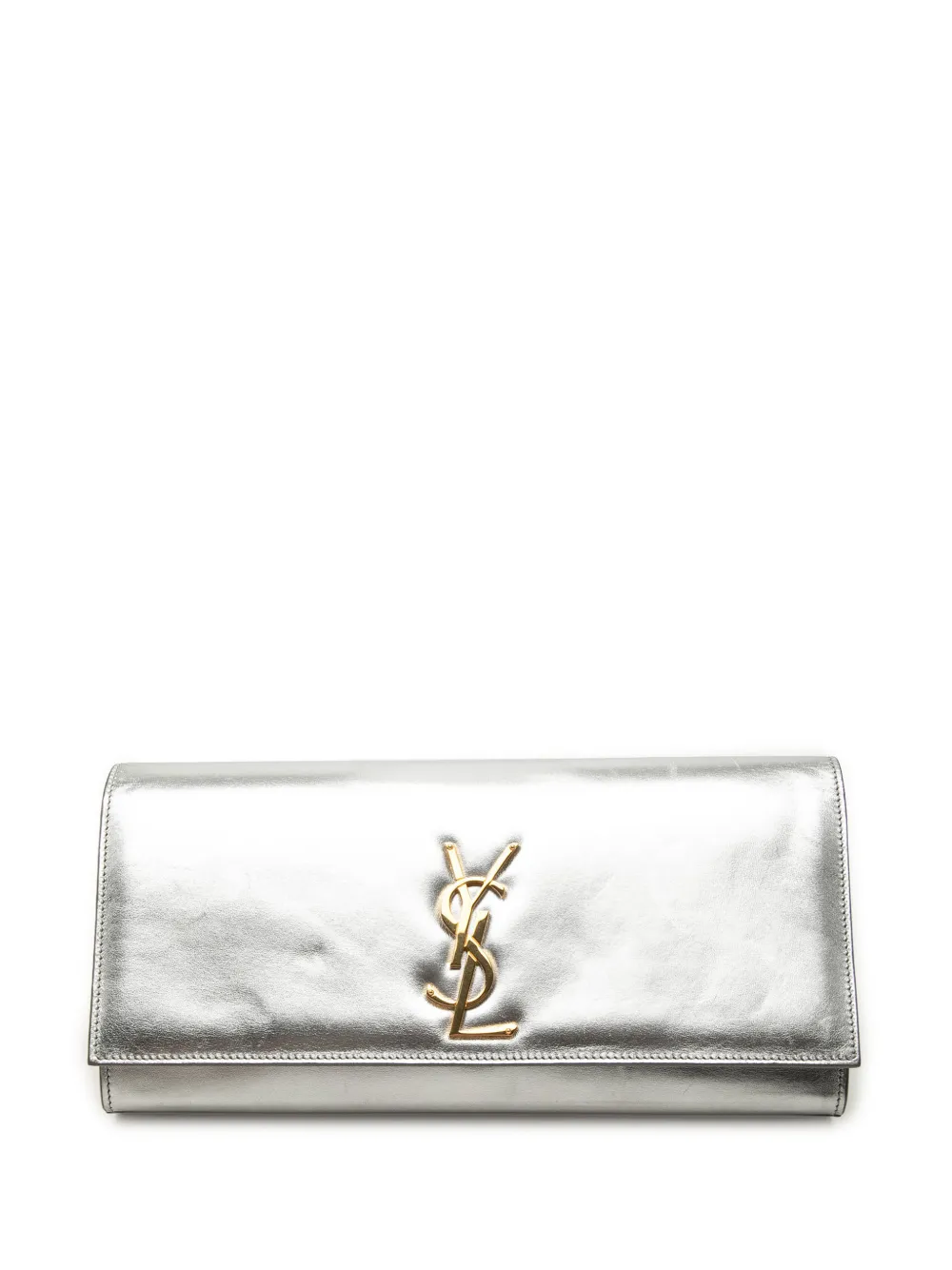 Saint Laurent Pre-Owned 2014 Metallic Calfskin Cassandre clutch bag - Silber