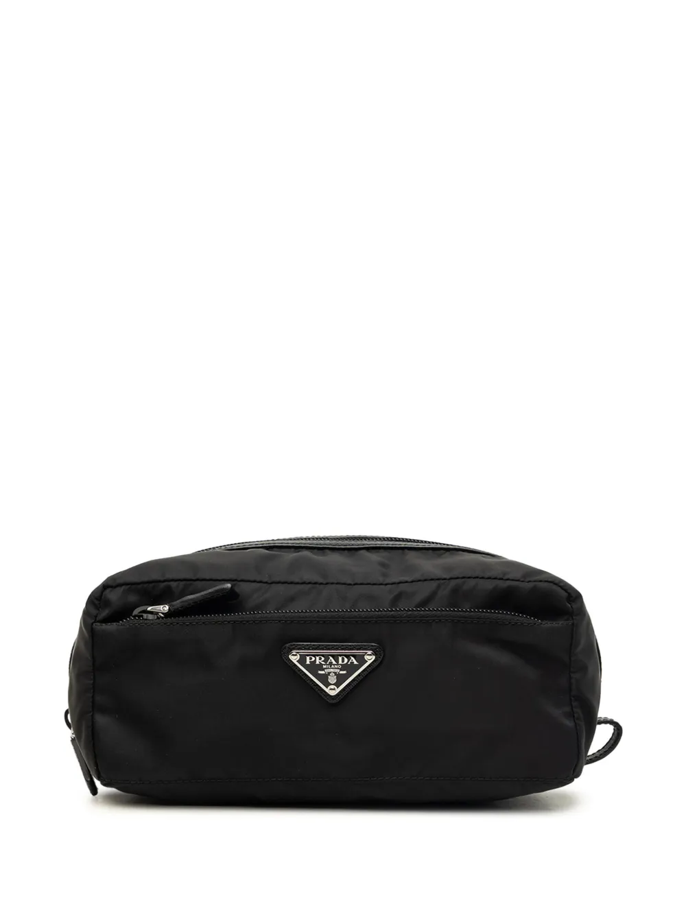 Prada Pre-Owned 2013-2026 Saffiano Trimmed Tessuto pouch - Nero