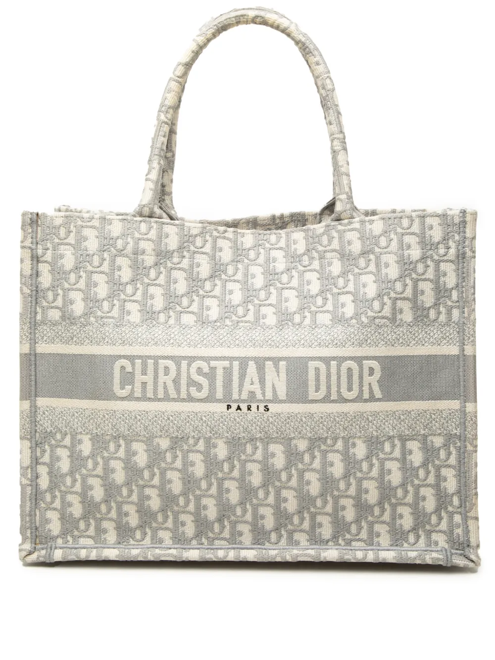 Christian Dior Pre-Owned 2019 Medium Oblique Embroidered Canvas Book tote bag - Grau