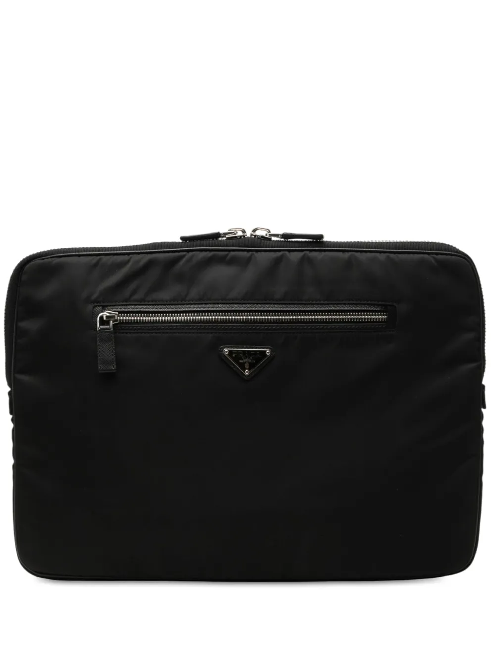 Prada Pre-Owned 2013-2026 Saffiano Trimmed Tessuto Laptop Case clutch bag - Nero