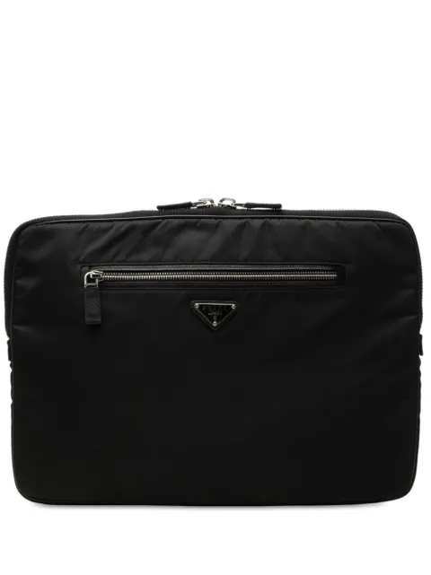 Prada Pre-Owned 2013-2026 Saffiano Trimmed Tessuto Laptop Case clutch bag
