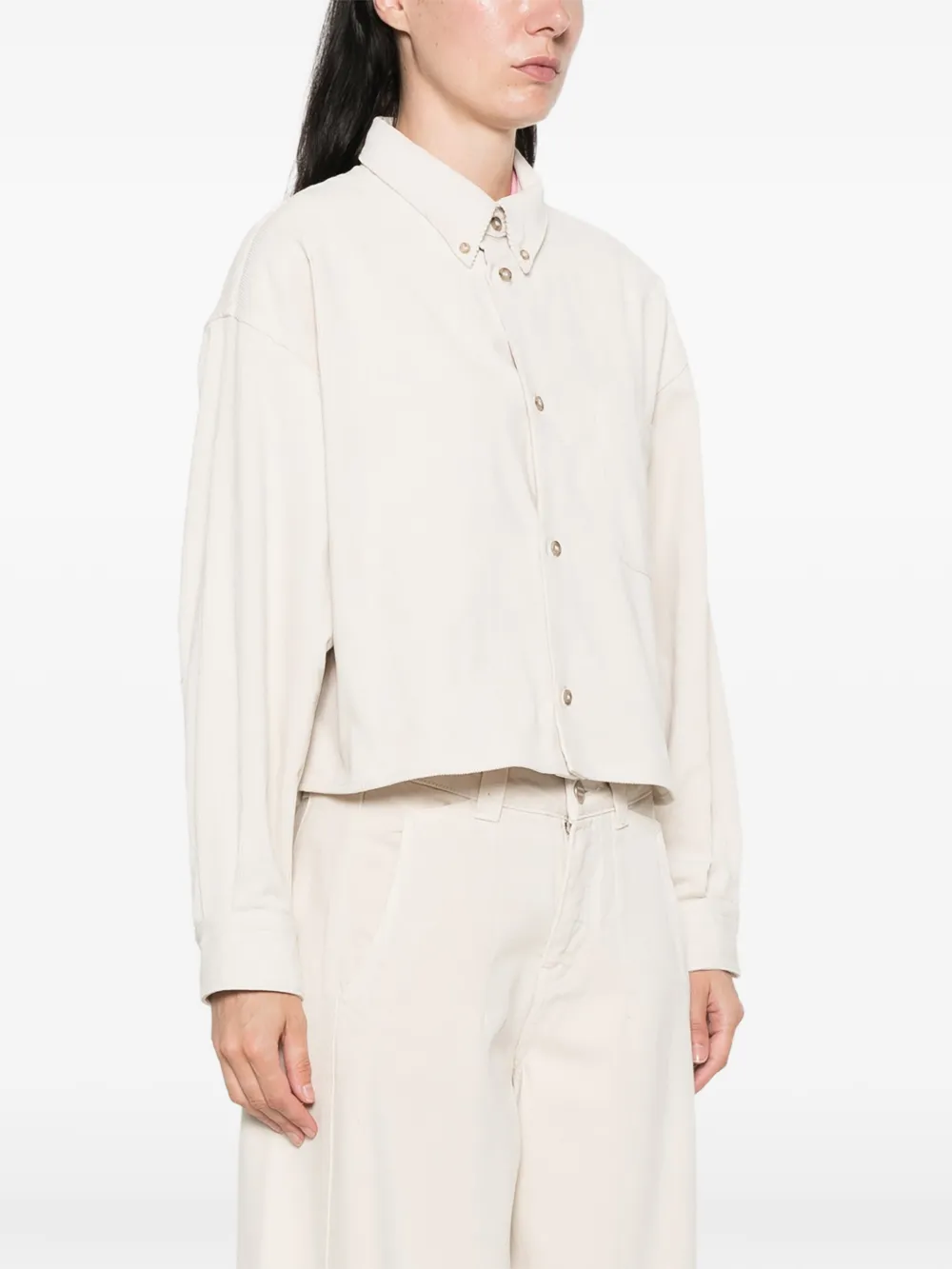 A.P.C. Sophia ribfluwelen overhemd Beige