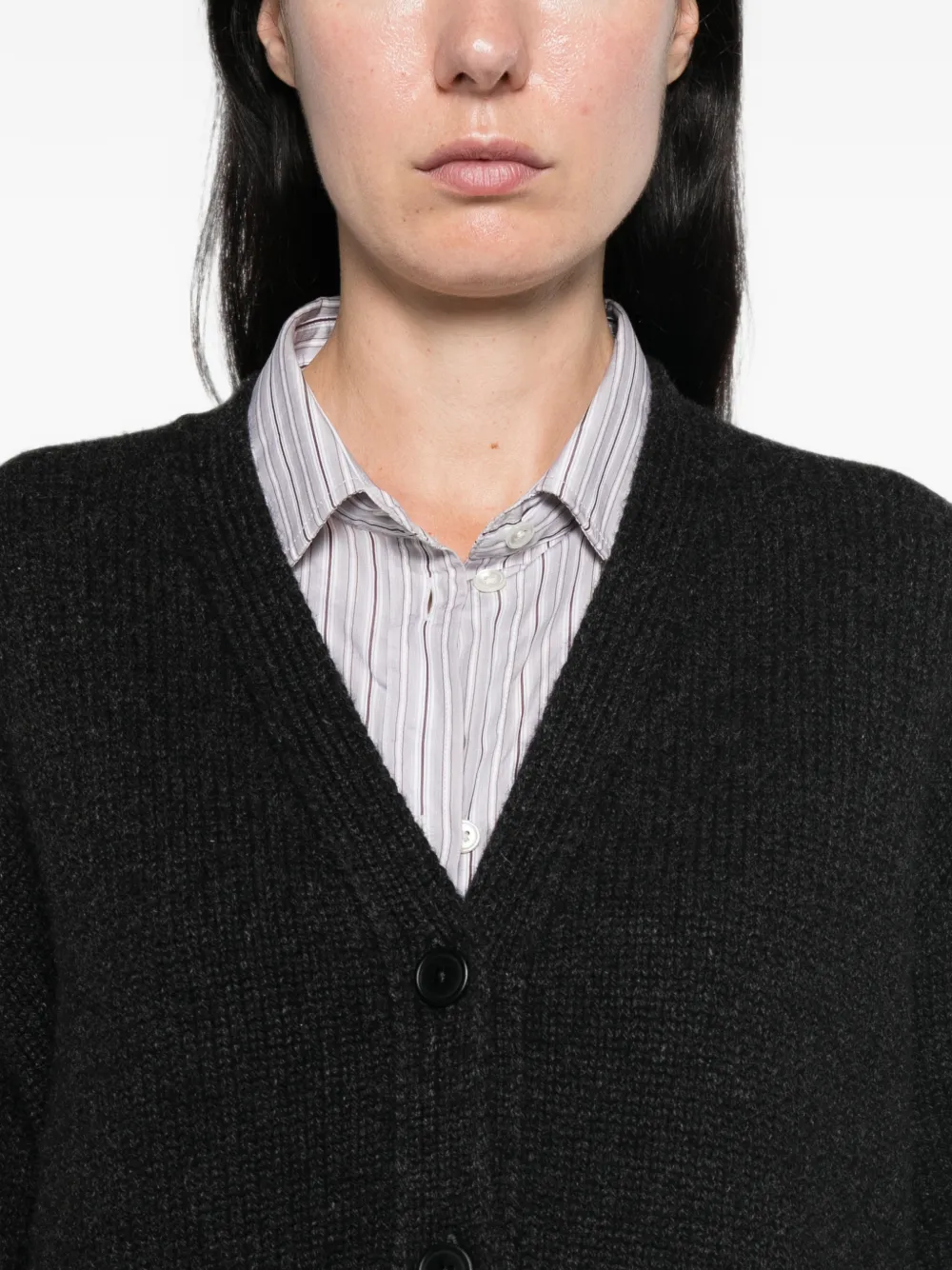 The Row Pranavi ribgebreid vest met V-hals Grijs