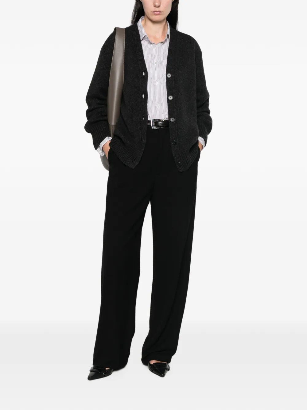 The Row Pranavi ribgebreid vest met V-hals Grijs