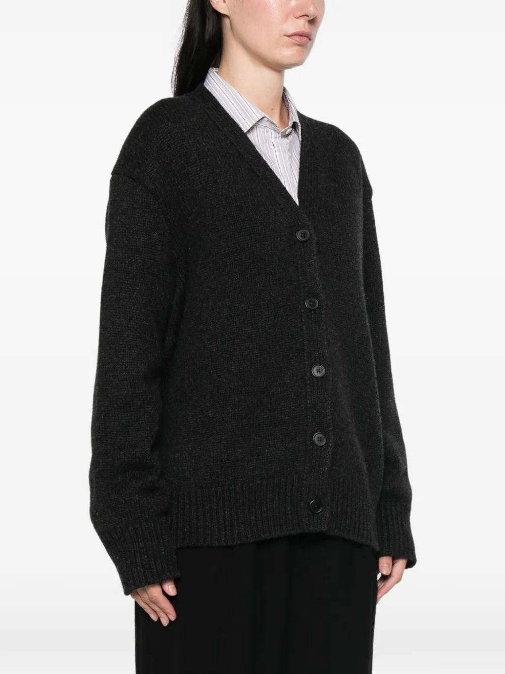 The Row Pranavi ribgebreid vest met V-hals Grijs