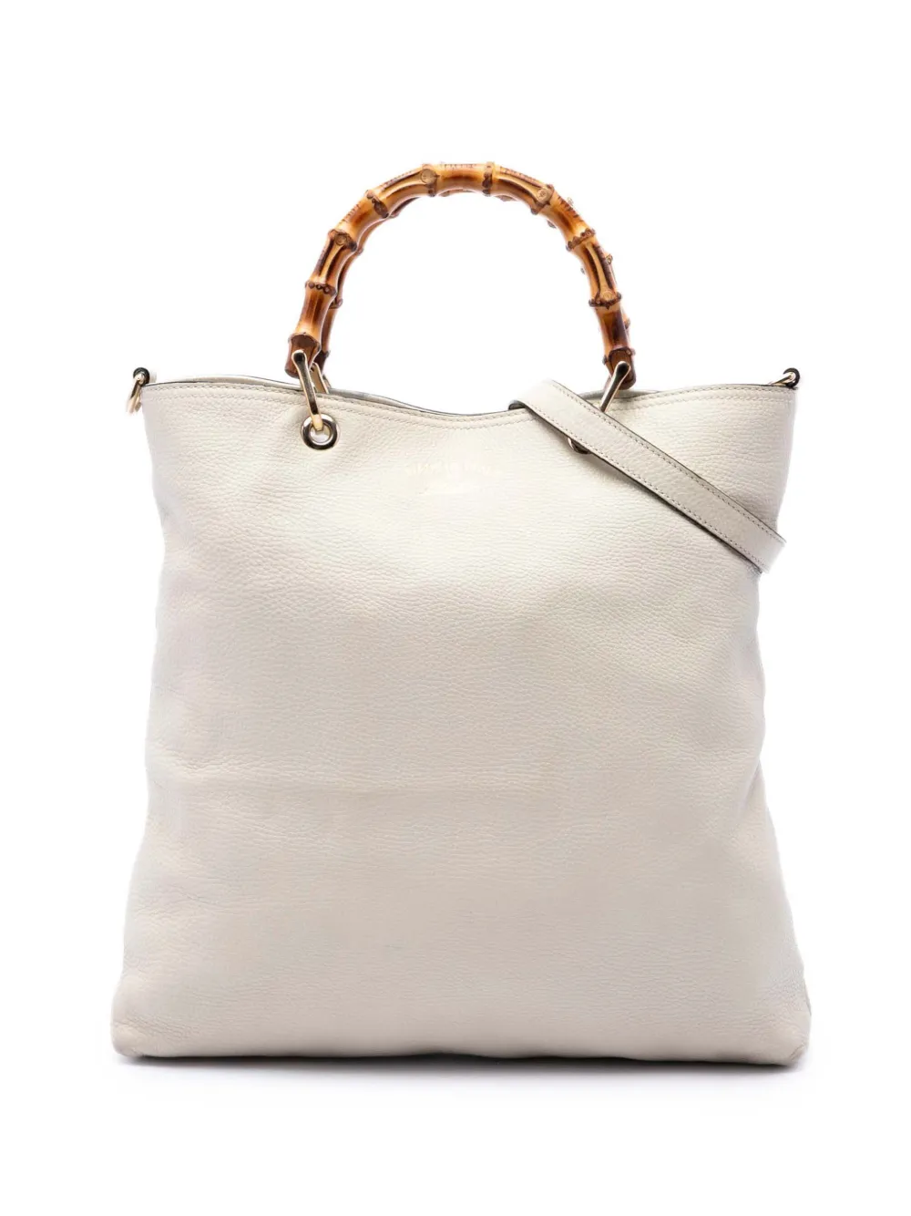 Gucci Pre-Owned 2016-2026 Tall Calfskin Bamboo Shopper Tote satchel - Bianco