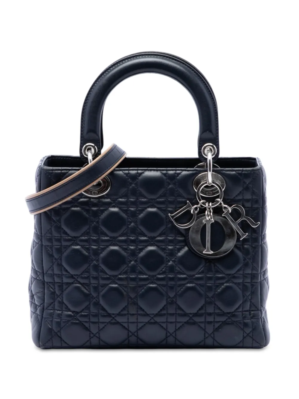 Christian Dior Pre-Owned Borsa a tracolla Lady Dior media in pelle di agnello con motivo Cannage 2010 - Nero