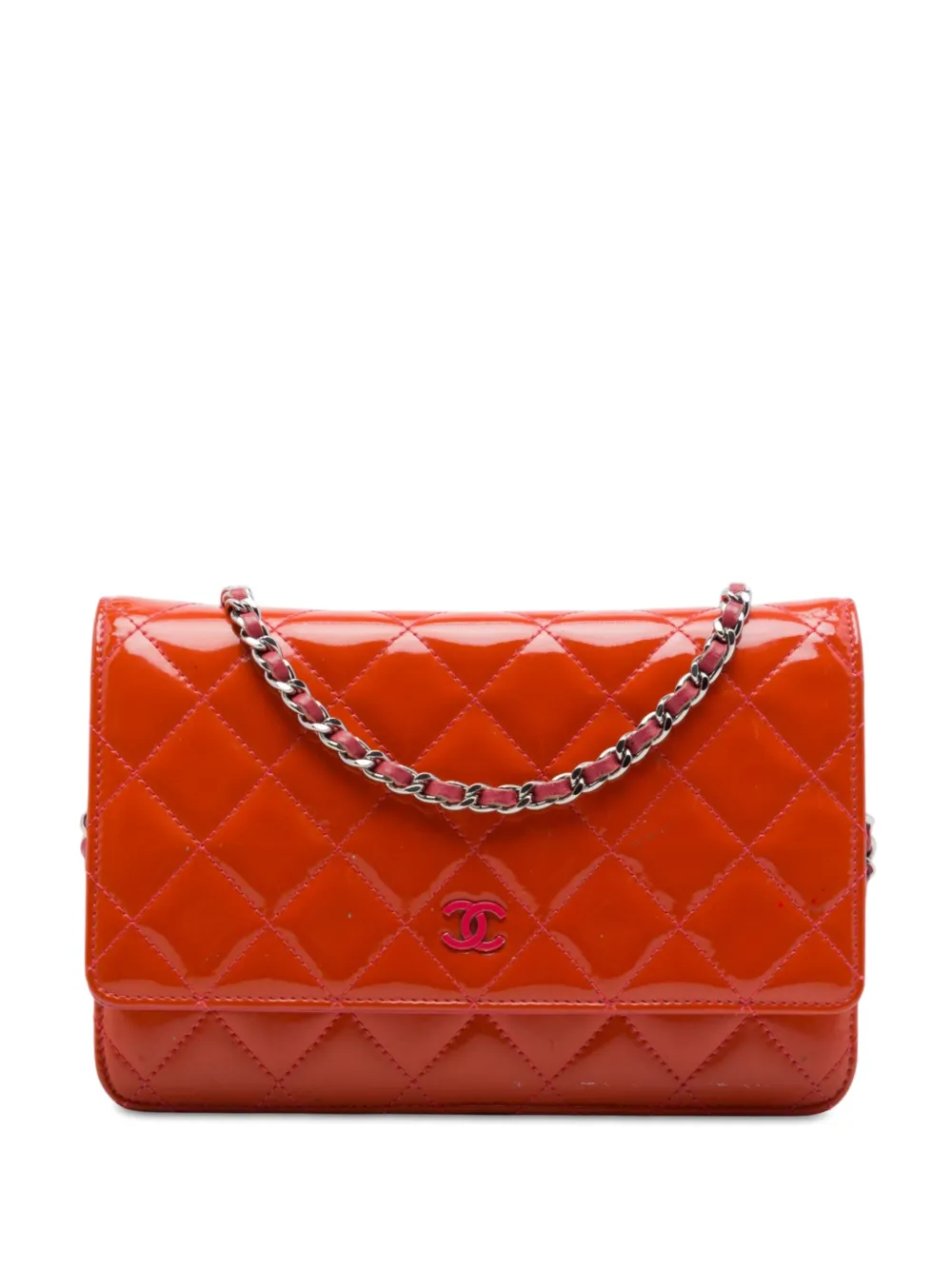 CHANEL Pre-Owned 2012-2013 CC Quilted Patent Incognito Wallet On Chain crossbody bag - Orange