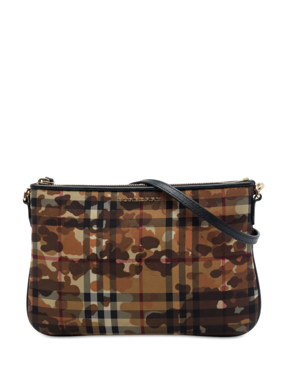 Burberry Pre-Owned 2000-2017 Haymarket Check Coated Canvas Camouflage Peyton crossbody bag - Marrone