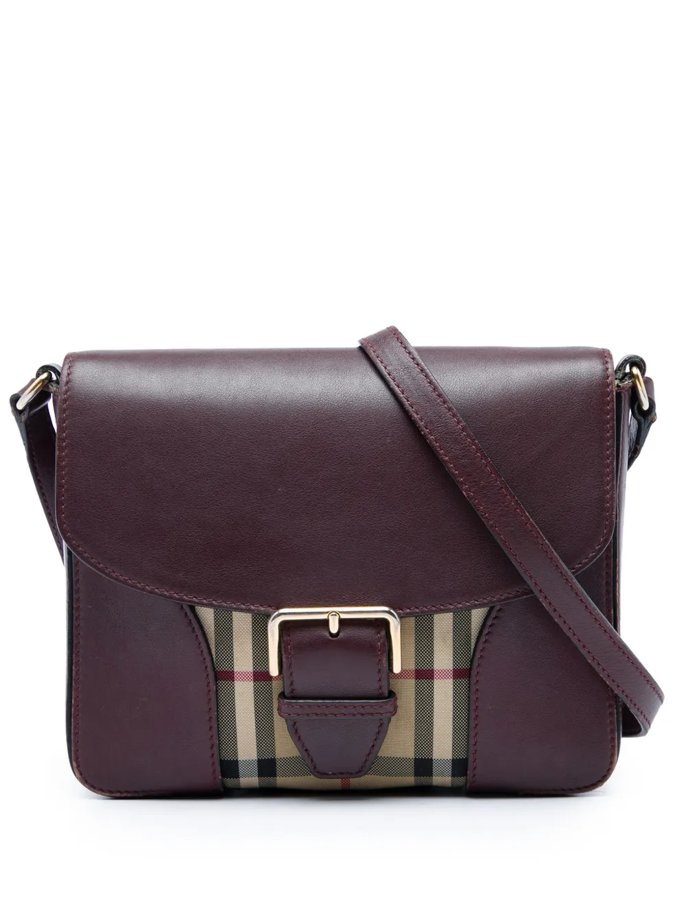 Burberry Pre-Owned 2000-2017 Small Haymarket Check Nylon and Leather Dickens crossbody bag - Rosso