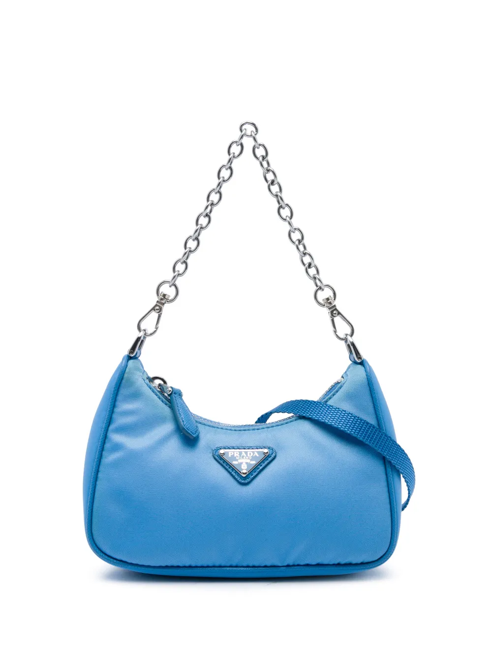 Prada Pre-Owned Borsa a tracolla Re-Edition 2005 mini in tessuto con finiture in pelle Saffiano 2019-2026 - Blu