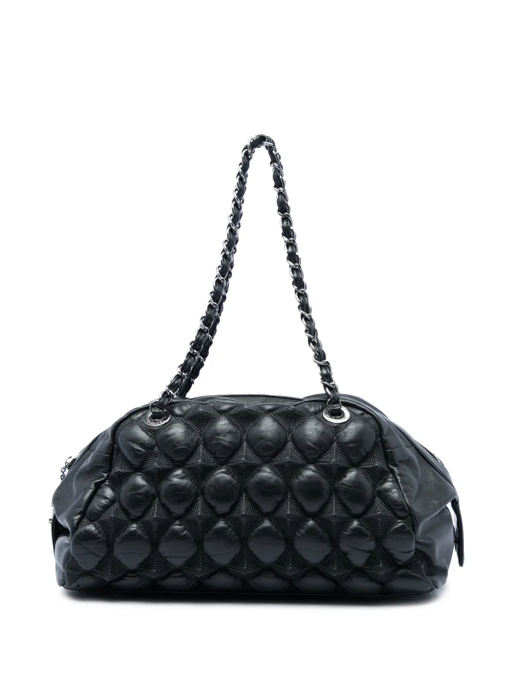 CHANEL Pre-Owned sac porté épaule Bowling Bag en cuir d'agneau matelassé Bubble Quilt (2008-2009) - Noir