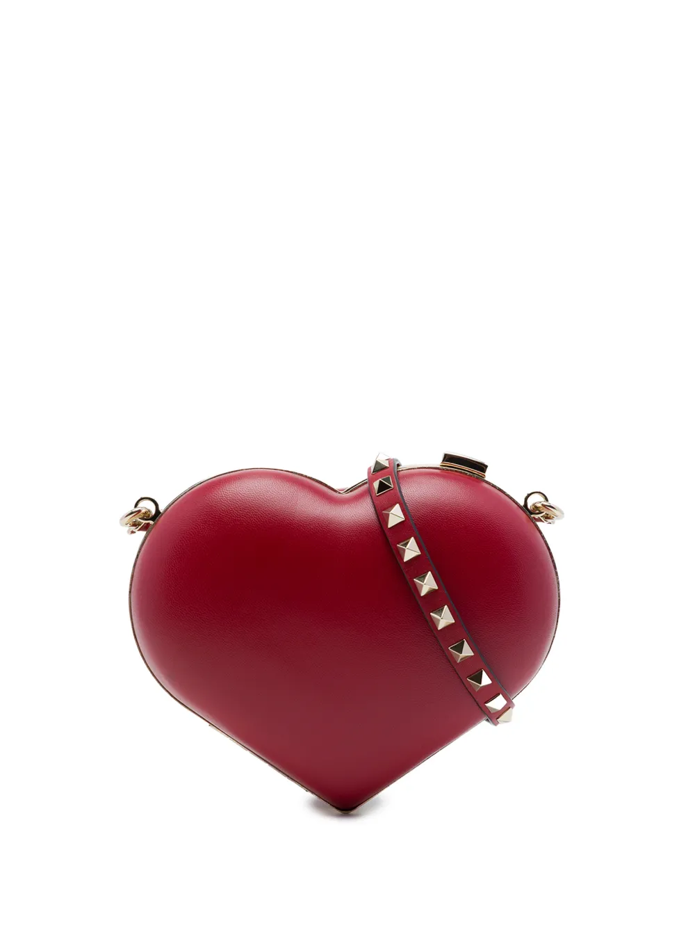 Valentino Garavani Pre-Owned 2018-2026 Leather Rockstud Carry Secrets Heart Minaudiere crossbody bag - Rosso