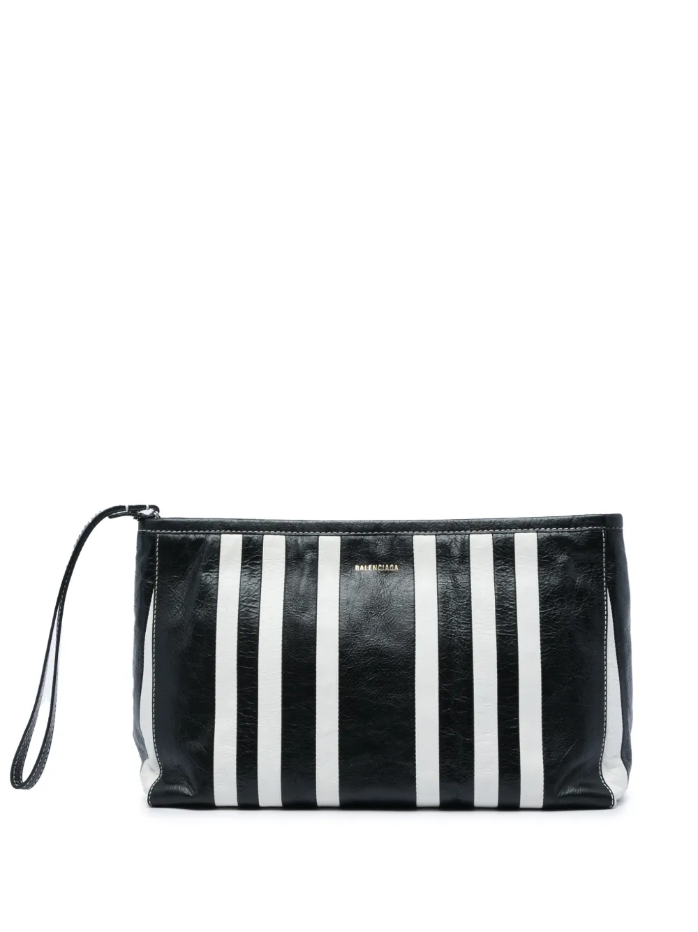 Balenciaga Pre-Owned 2021 Large Lambskin Striped Barbes Z Pouch clutch bag - Schwarz
