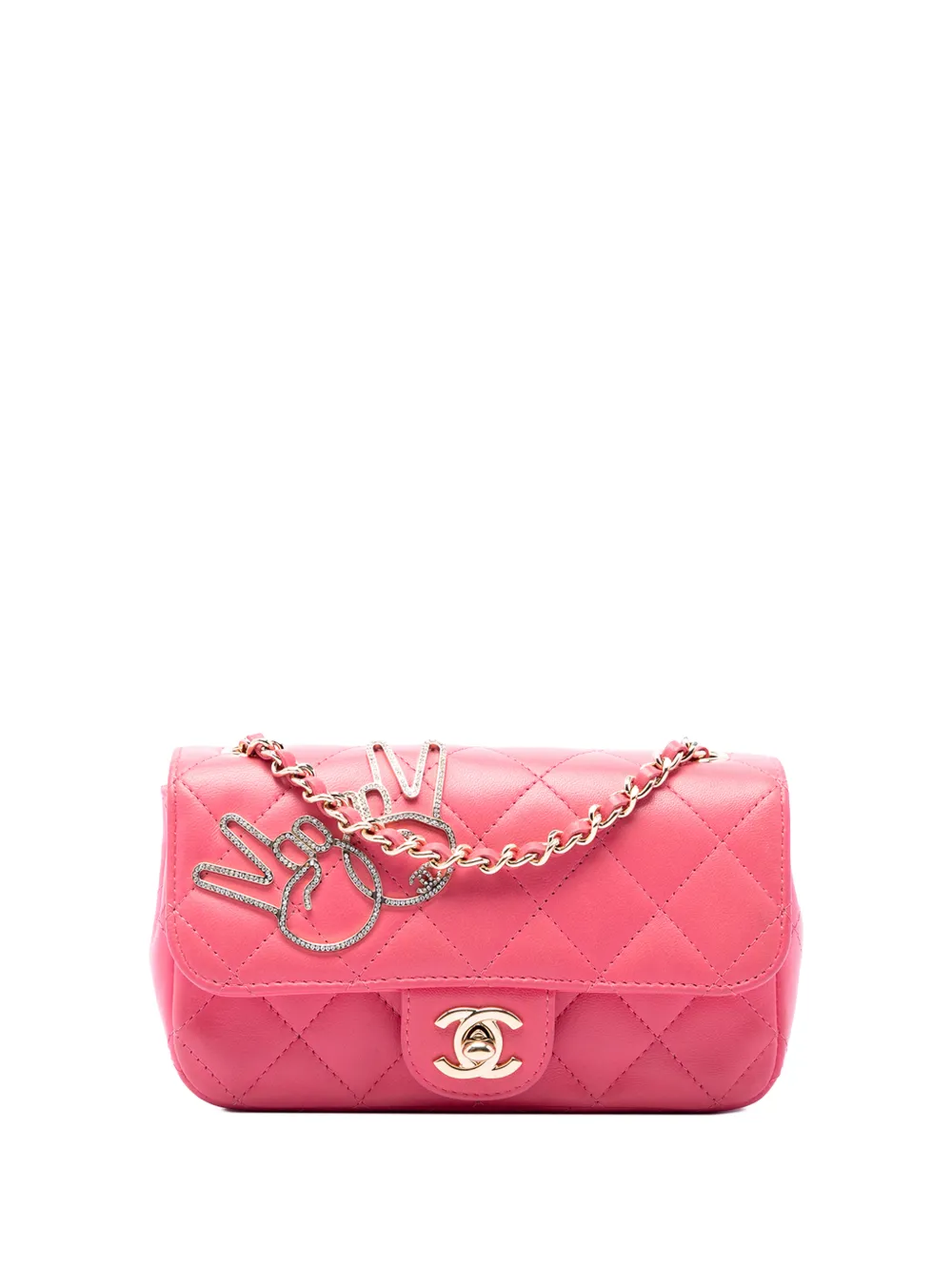 CHANEL Pre-Owned 2016-2017 Extra Mini Lambskin V for Victory Flap crossbody bag - Rosa