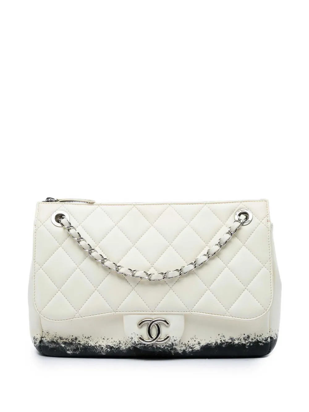 CHANEL Pre-Owned Borsa a spalla Blizzard grande in pelle di agnello trapuntata con zip e battente 2010-2011 - Bianco
