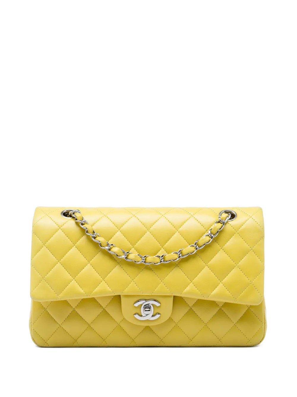 CHANEL Pre-Owned Borsa a spalla classica Double Flap media in pelle di agnello 2009-2010 - Giallo